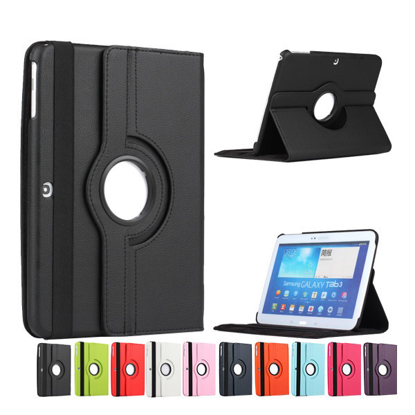Wholesale Tab3 litchi pattern rotating leather case P5200 protective case GALAXY 10.1 inch tablet computer leather case