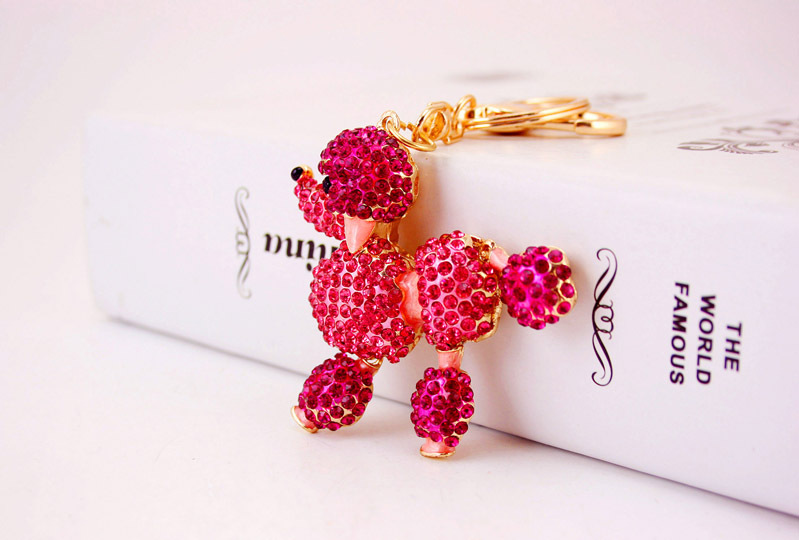 43g Weight Alloy, Metal Material Animal Pattern Unisex Gender Coffee, Pink, Purple, Blue Color Poodle Dog Car Keychain 3