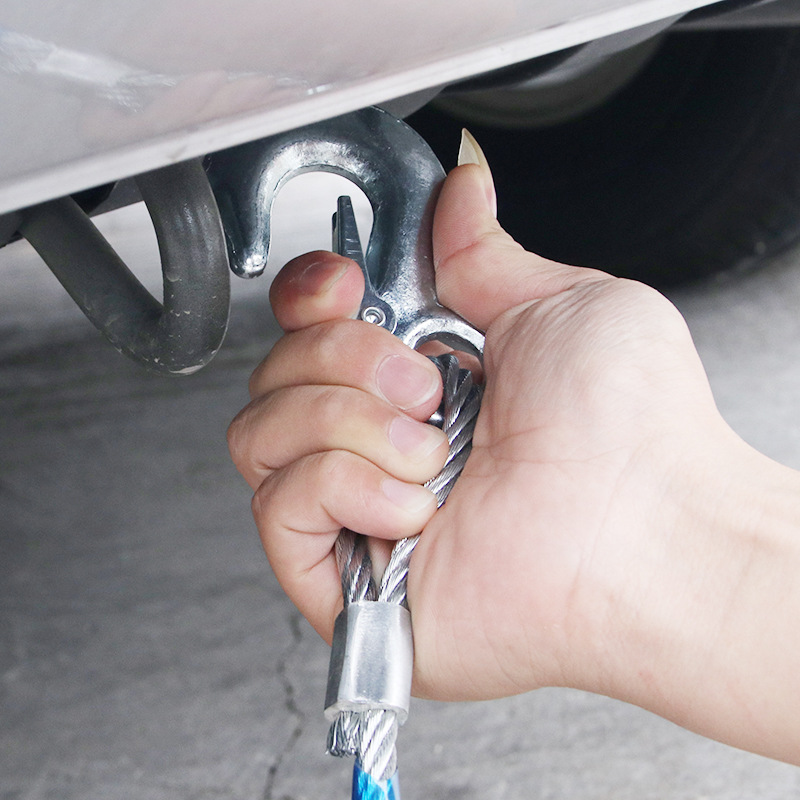 5噸4米鋼絲拖車?yán)K 牽引繩 拖車?yán)K 拖車帶 足米手提式