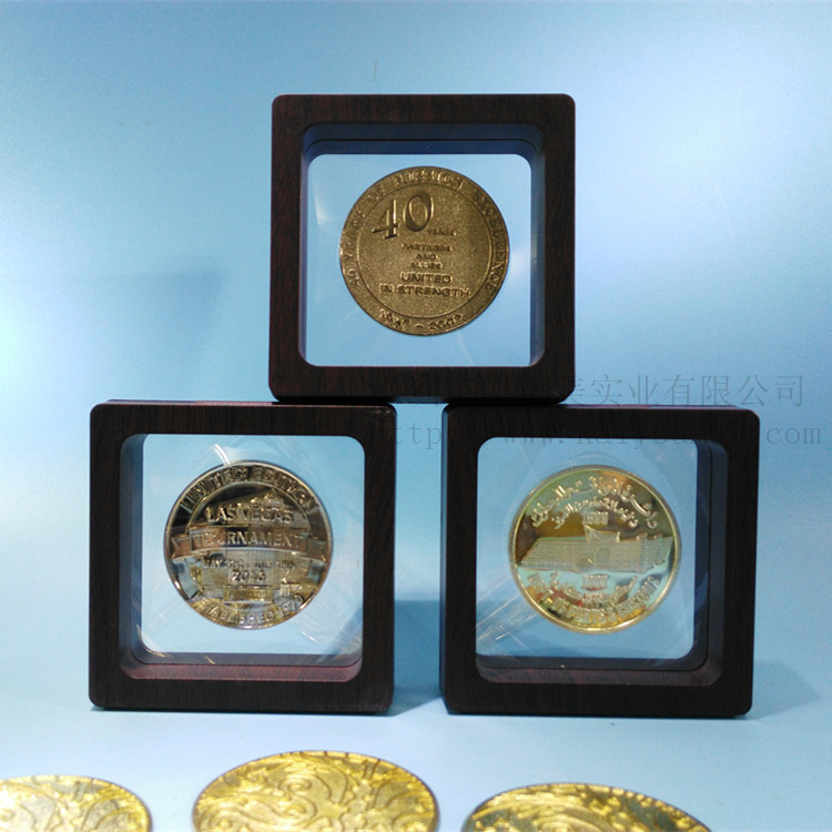 暗红木纹盒内方70mm胸章徽章盒奖牌盒纪念币银元绿松石菩提首饰盒