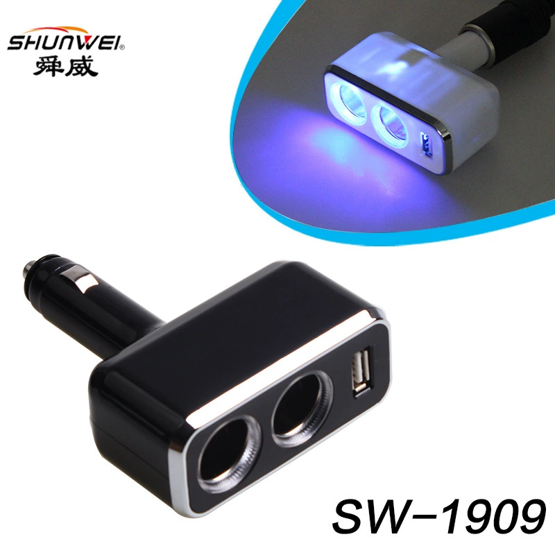 Шу́нвэй точка один точка два USB-распределитель питания 90° с вращающимся двигателем зажигалки USB автомобильная зарядка SD-1909