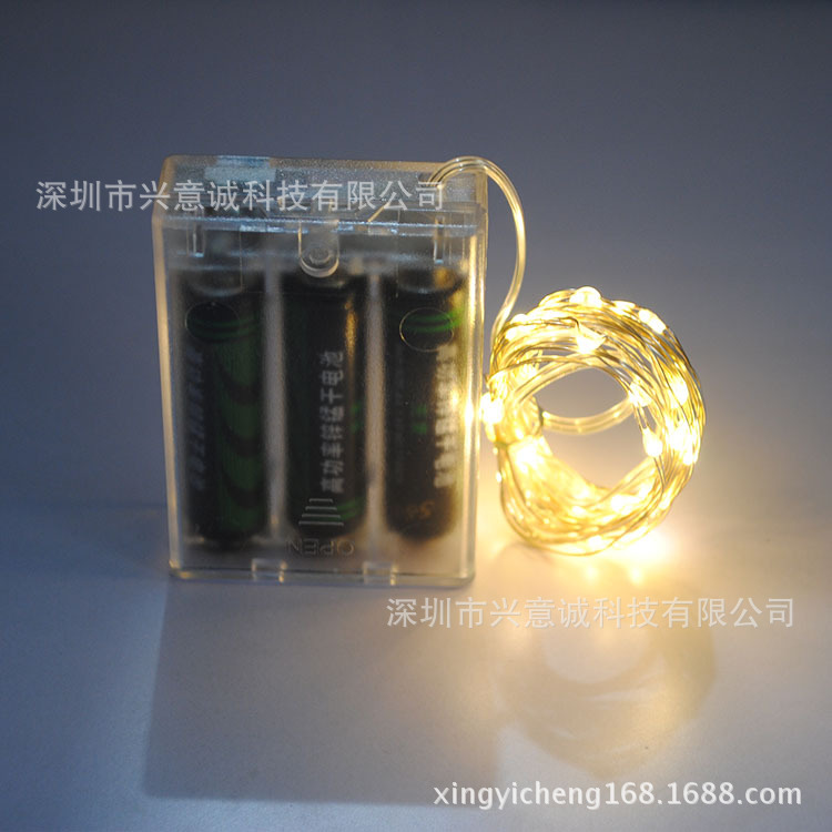 Wedding celebration decorate prop shot Ordinary batteries LED Silver Line Lamp string Christmas decoration Warm White 1 m goods in stock