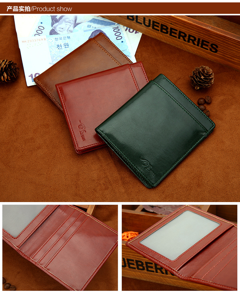 33g Weight Synthetic Leather Lining Material Flip Cover Closure Type Travel Occasion Pu Leather Material Animal Pattern Unisex Gender Lace Design Square Shape Coffee, Dark Green, Black Color Fashion Leather Ultra-thin Korean New Men's Wallet Wholesale 7