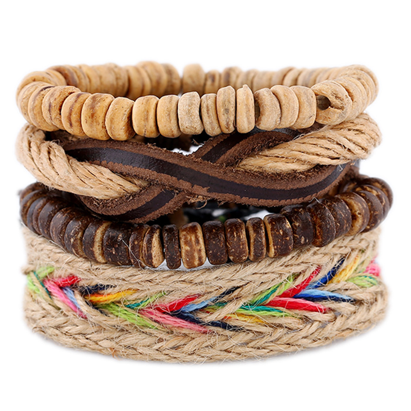 New Top Layer Leather Woven Bracelet Vintage Hand-woven Multi-layer Leather Bracelet Jewelry display picture 6