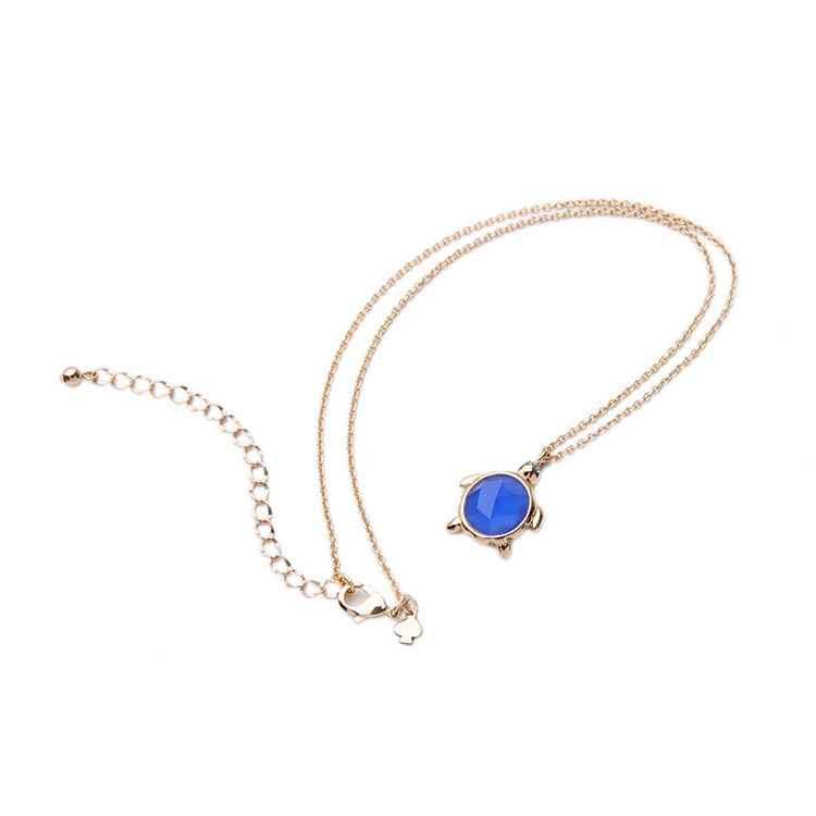 Temperament Blue Gem Necklace Small Exquisite Crystal Diamond Necklace Light Luxury Niche Simple Sweater Chain Wholesale display picture 2