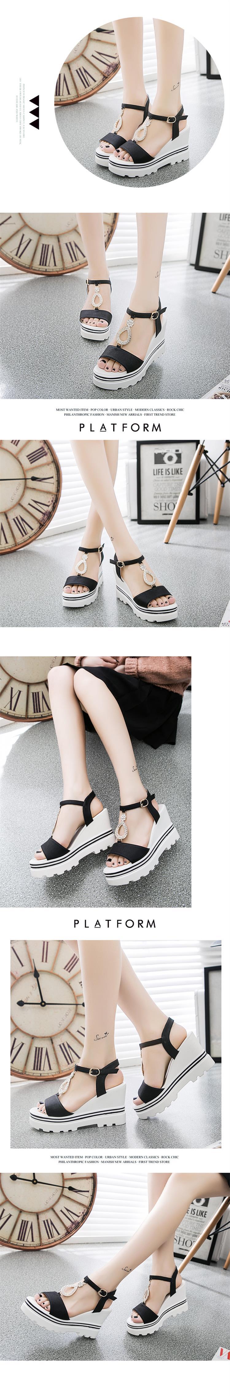 2016年夏季新款韓版休閒魚嘴高跟低幫松糕鞋Z181