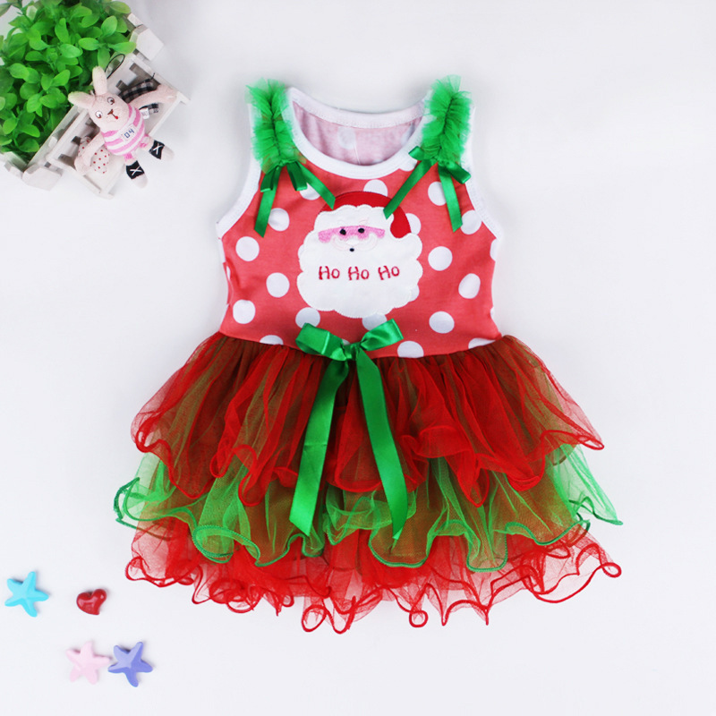 Santa Claus Sleeveless Mesh Princess Dress display picture 1