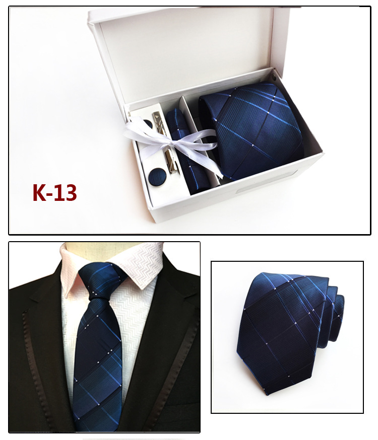 Men's Tie Gift Box 6-piece Tie Set Pocket Square Neckline Clip Wholesale display picture 3