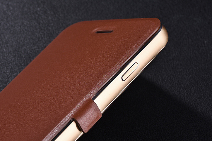 iMatch Luxury Aluminum Metal Bumper Premium Genuine Leather Flip Magnetic Case Cover for Apple iPhone 7 Plus & iPhone 7