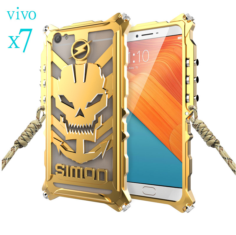 SIMON Mechanical Arm Skull Punk Premium Aluminum Metal Bumper Shockproof Case Cover for vivo X7 & vivo X7 Plus