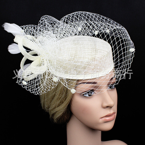 Party hats Fedoras hats for women Bridegroom hair accessories party performance feather hat retro headdress