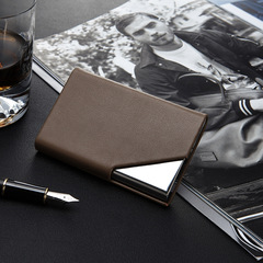 商務男士 皮黑色名片夾禮品女士時尚創意金砂名片盒名片包007#