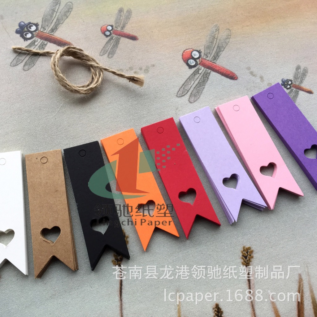 创意心形镂空牛皮纸小吊牌烘焙礼物标签 旗子形 亚马逊速卖通热销