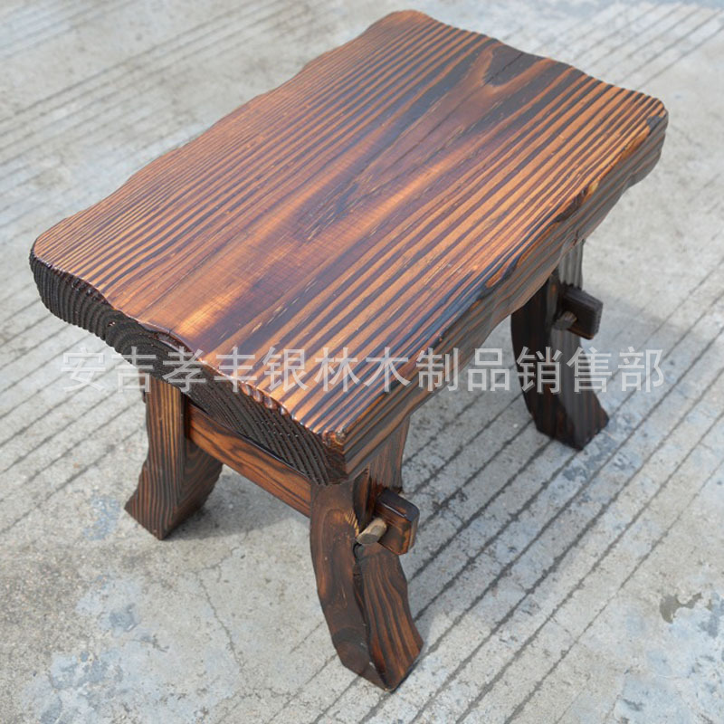 碳化复古木田园木板凳实木方凳实木小凳子家居木质小凳子板凳方凳|ru