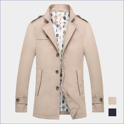 Spring and autumn season New products Men's windbreaker Youth Gentleman Mid length version work clothes coat Collection men's wear Long clip