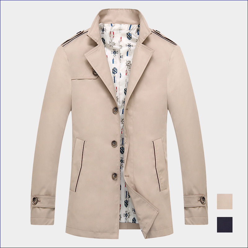 Spring and autumn season New products Men's windbreaker Youth Gentleman Mid length version work clothes coat Collection men's wear Long clip