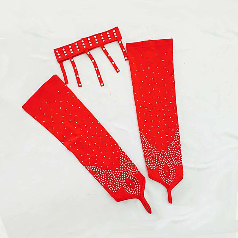 拉丁舞肚皮舞配饰舞蹈烫钻臂套拉丁舞手套舞蹈项链脖链|ru