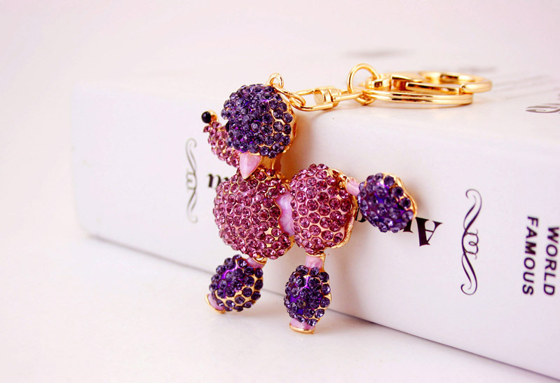 43g Weight Alloy, Metal Material Animal Pattern Unisex Gender Coffee, Pink, Purple, Blue Color Poodle Dog Car Keychain 5