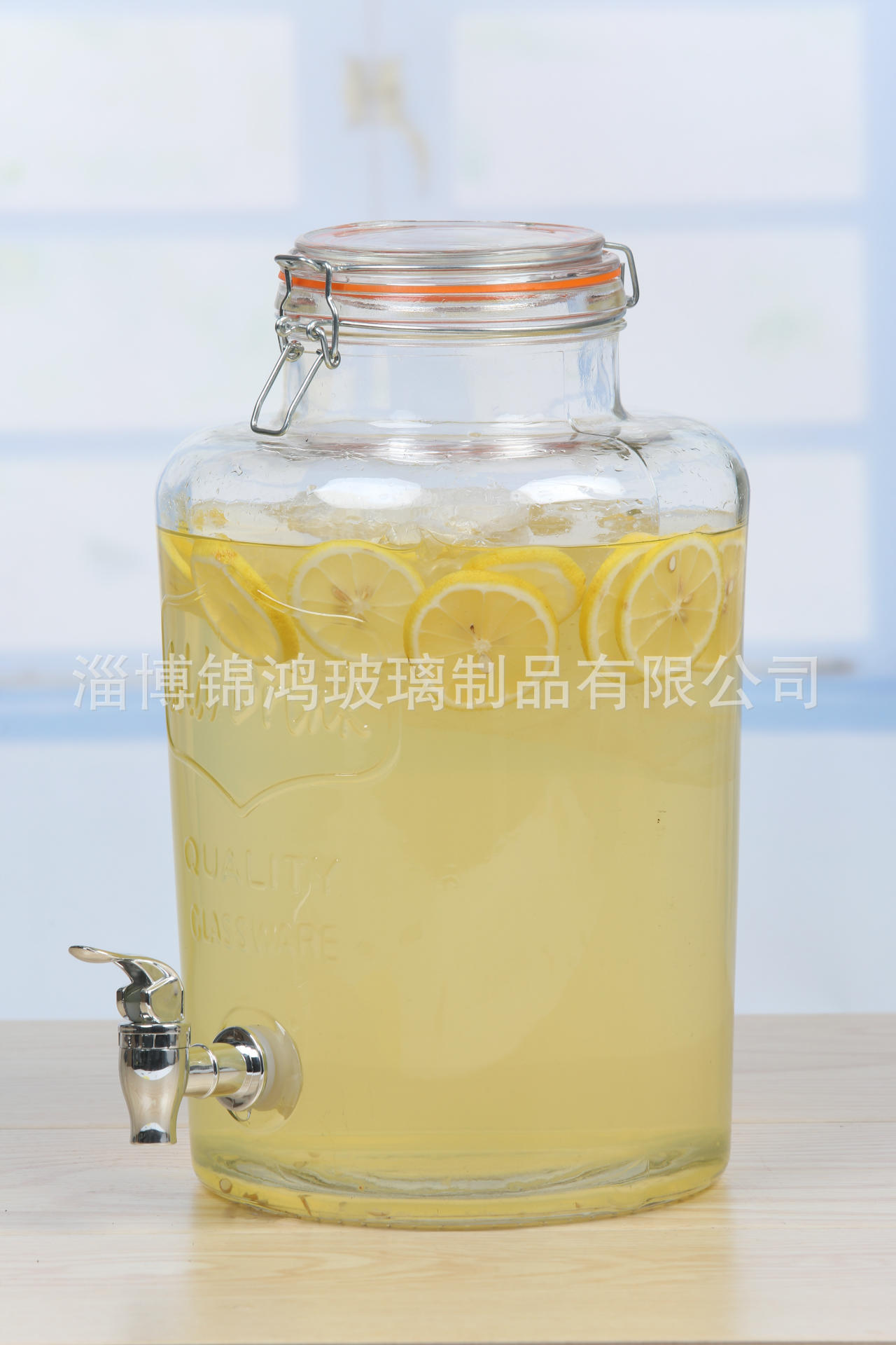 厂家供应密封玻璃果汁罐  8L 配铁架 冰桶 水龙头