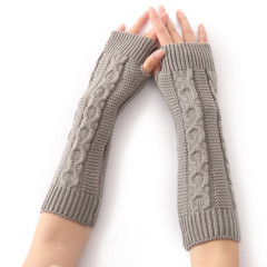 G13 Coarse 8-Character Embroidered Fingerless Gloves for Autumn/Winter, Unisex Half-Finger Woolen Cuff Sleeve, Knitted Warm Arm Cover