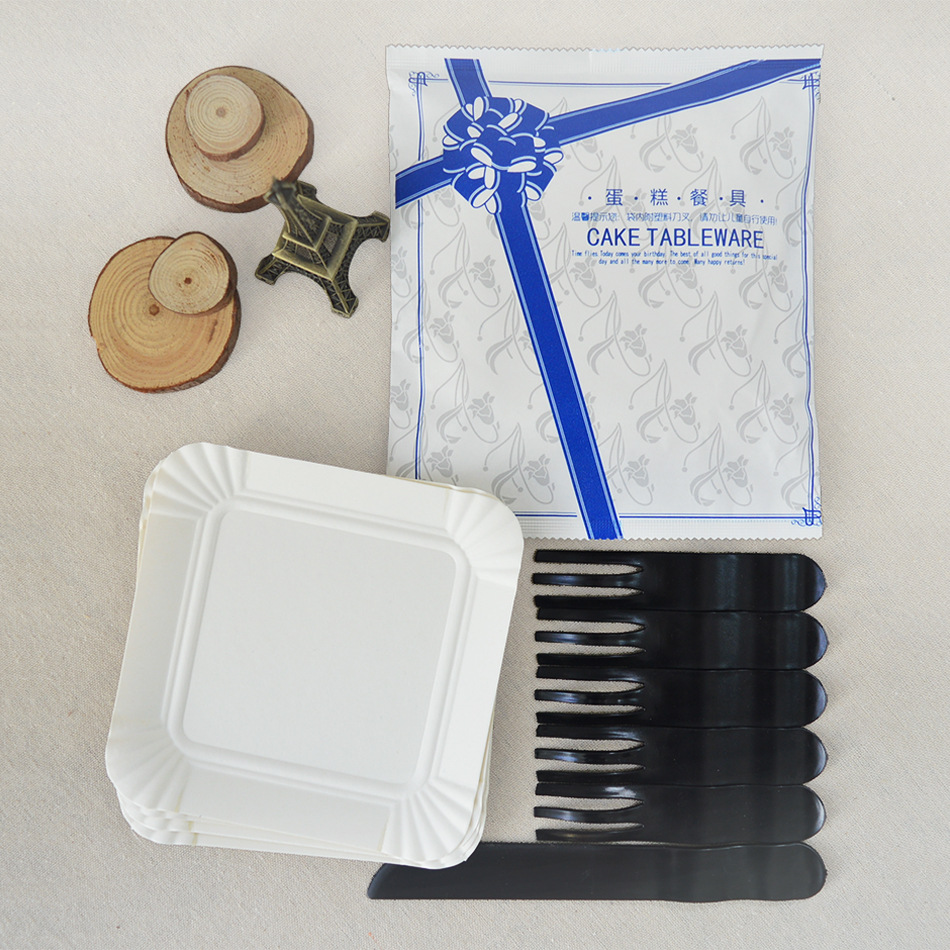 包裝新款壹次性生日蛋糕餐具刀叉盤組合|壹刀五盤五叉套裝