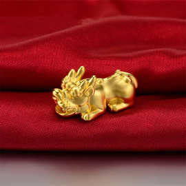 3D仿金手链 镀黄金貔貅手链 招财红绳 男女 欧币金运转珠