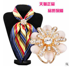 懷琅飾品韓版水晶鑽貓眼石精美三環絲巾扣絲巾三圈圍巾夾