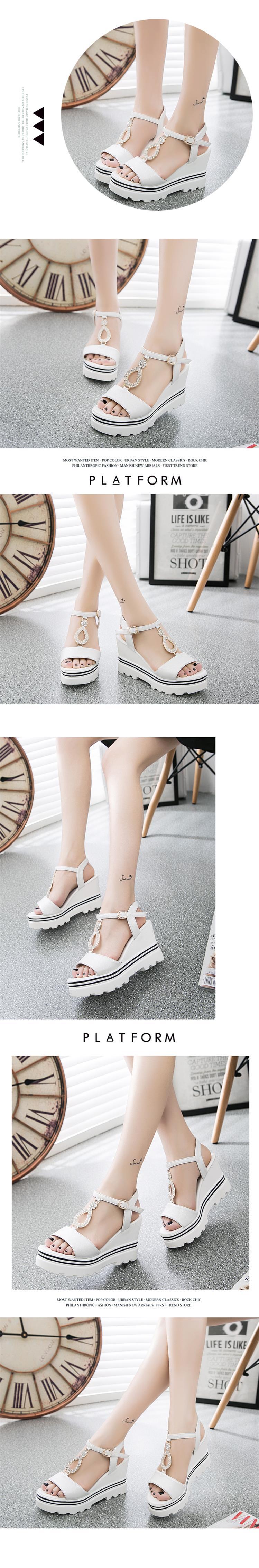 2016年夏季新款韓版休閒魚嘴高跟低幫松糕鞋Z181