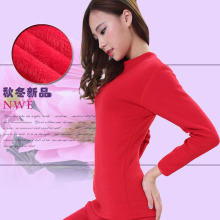 女士不倒绒经典保暖内衣加厚加绒半高领中青年中高领纯棉秋衣上衣