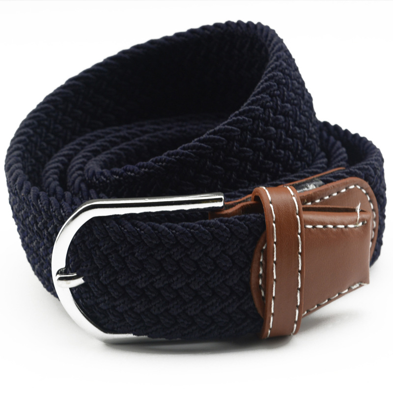 Men's canvas woven belt non-porous elastic woven elastic belt pin buckle casual Korean fashion wide Women's