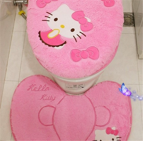 New Cartoon Toilet Mat Set Korean Velvet Toilet Four-piece Set Toilet Mat Dropshipping