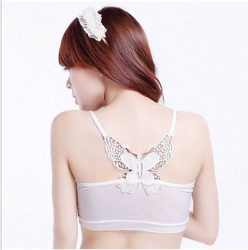 Korean Version Versatile Summer Lace Butterfly Bow Bralette Strappy Base Wrap Bra Modal Fabric Small Strappy Bra