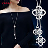 High-end long sweater with tassels, necklace, universal pendant, clothing, accessory, Korean style, four-leaf clover