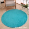 Round silk wool carpet light blue