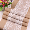 Manufacturers directly offer wedding decorative hemp table flag, linen tablecloth on both sides of lace lace, jaosenius cloth table flag