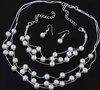 Fashionable elegant necklace from pearl, earrings, bracelet, set, Korean style, 3 piece set