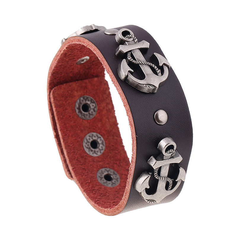 Punk Alloy Cowhide Bracelet Men's Leather Bracelet Jewelry display picture 5