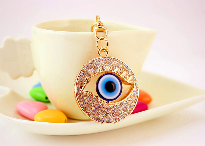 50g Weight Alloy, Metal Material Eye Pattern Unisex Gender Wholesale Metal Pendant Diamond-studded Devil’s Eye Keychain 1