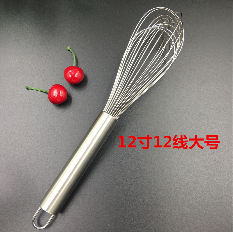All stainless steel Manual eggbeater 12 inch 12 Line Large thickening Bold Whisk Kitchen utensils