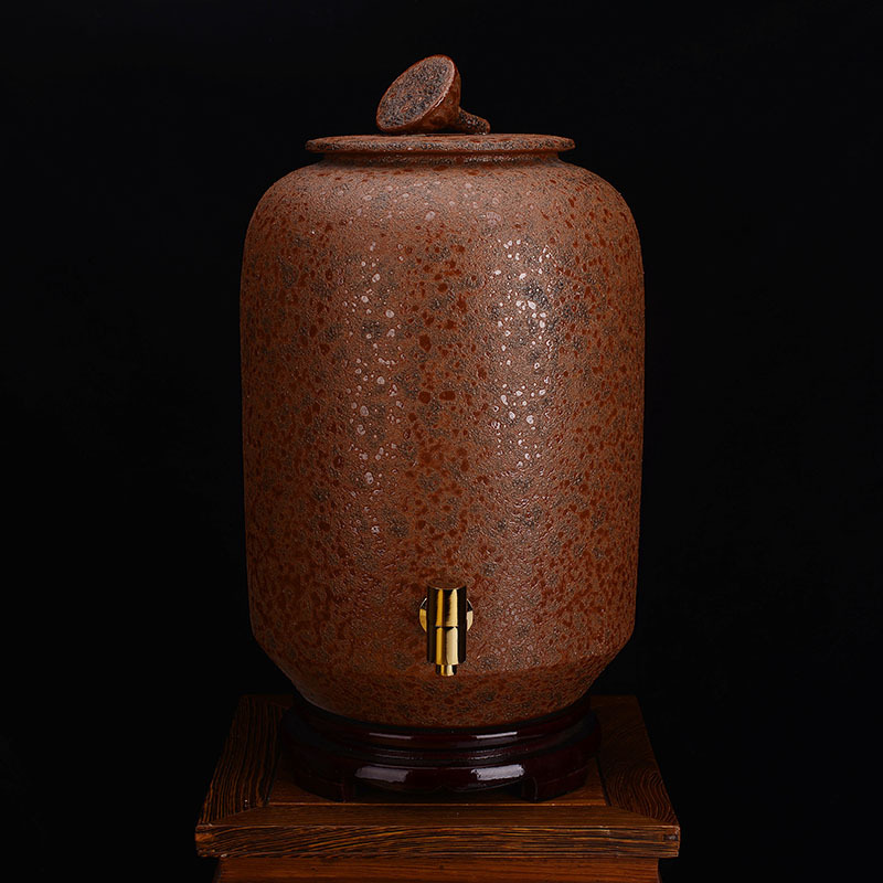 景德镇传统手工拉坯20斤陶瓷泡酒坛 二十斤泡酒瓶带龙头 水缸