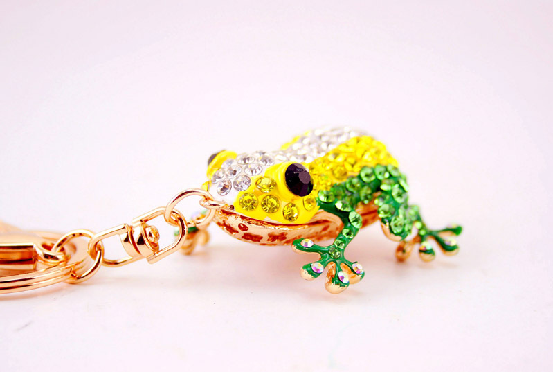 43g Weight Alloy, Metal Material Constellation Pattern Unisex Gender Creative New Cute Color Diamond Big Eye Frog Keychain 2