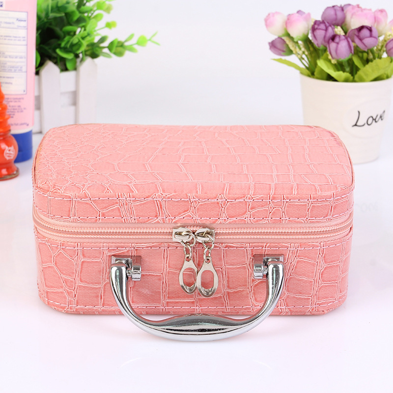 new pattern Korean Edition printing portable Cosmetic square Crocodile print Storage bag Makeup storage box Manufactor wholesale
