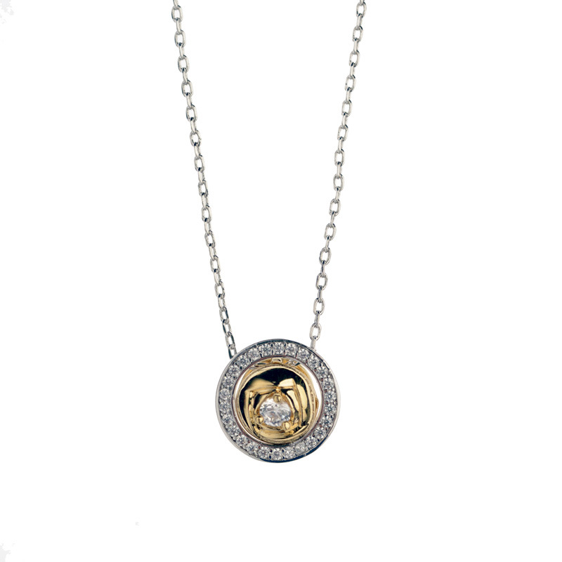 Europäischer Und Amerikanischer Stil Mode Geometrischer Anhänger Einfache Runde Halskette Galvanik Echtes Gold Zirkon Halskette Großhandel 62062 display picture 1
