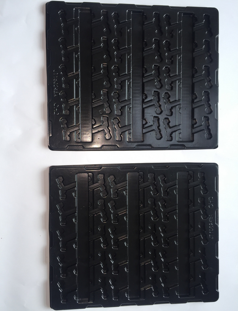 防静电托盘 黑色PS吸塑托盘 环保植绒吸塑黑色托盘厂家批发