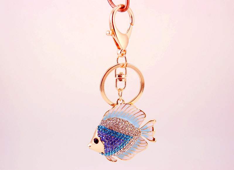 39g Weight Alloy, Metal Material Fish Pattern Unisex Gender Pink, Purple, Blue, Yellow Color Creative Diamond Cartoon Color Tropical Fish Keychain 10