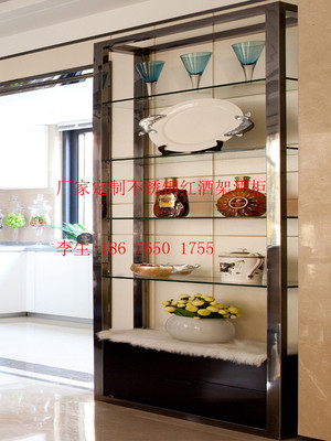 特惠定制平放酒不锈钢酒架 装玻璃葡萄酒架 玫瑰金钛金古铜酒柜