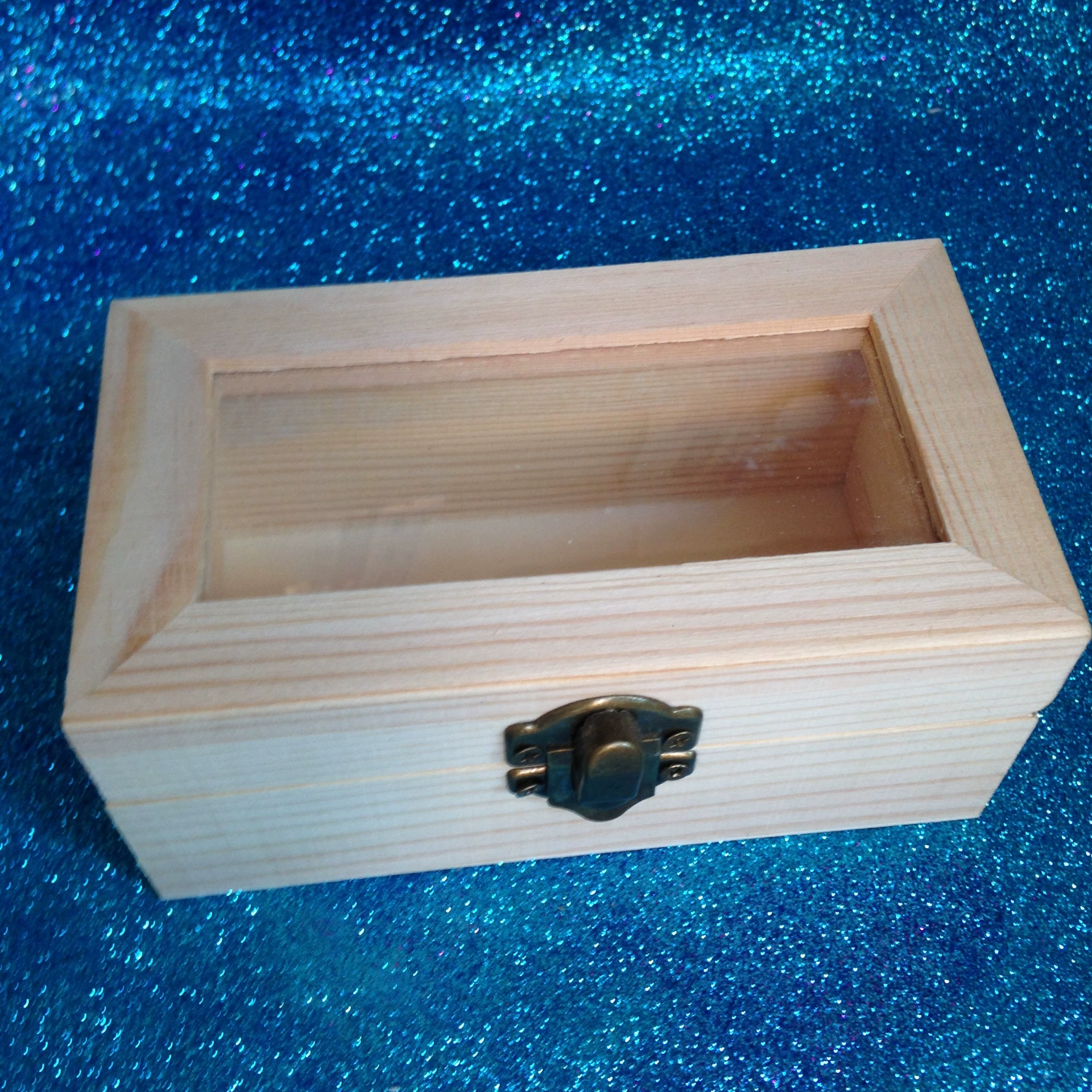 Твердая древесина сосна упаковочная коробка подарочная коробка ручной работы DIY Снежинка грязь ультра легкая глина белый пух стеклянная шкатулка для драгоценностей