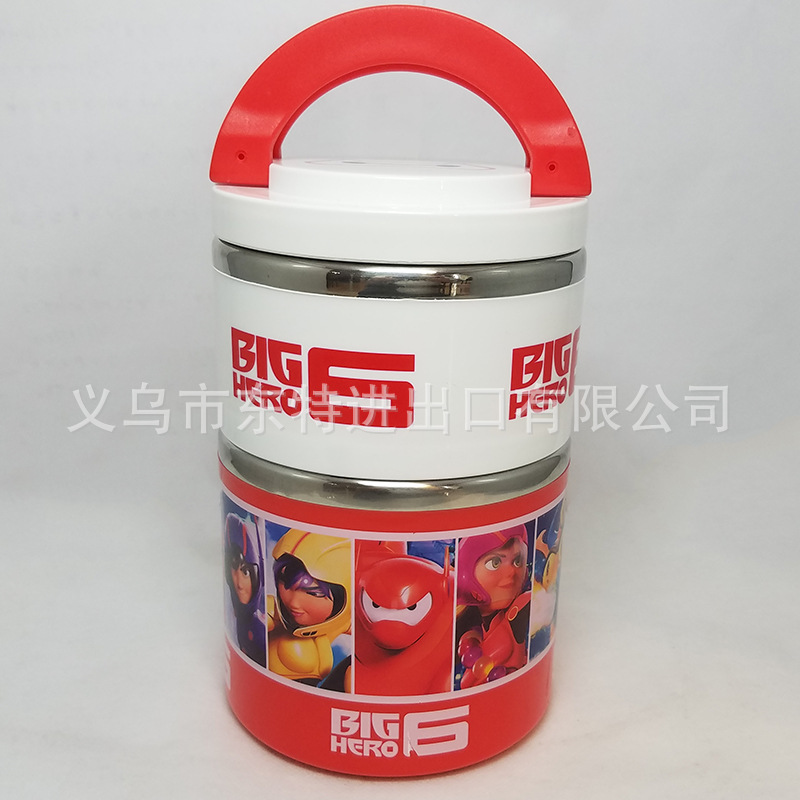 Stainless steel round lunch box in cartoon shape, children's Frozen Big white robot cat food box, student picnic lunch box detail image 4