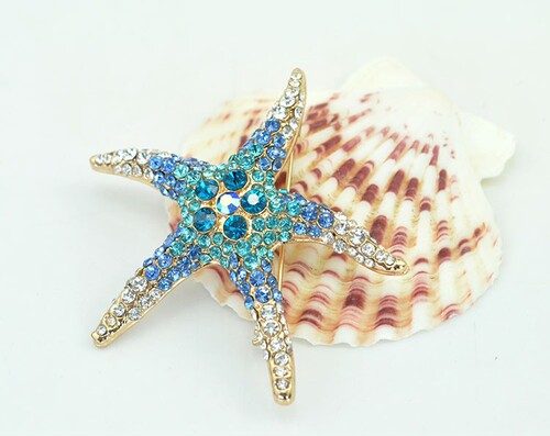 European and Korean fashion high-end pink crystal diamond starfish brooch factory direct sales wholesale retail corsage Yiwu jewelry