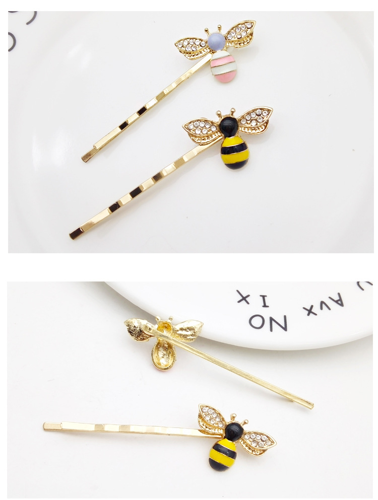 Korean Sweet Cute Colored Bee Hairpin display picture 7